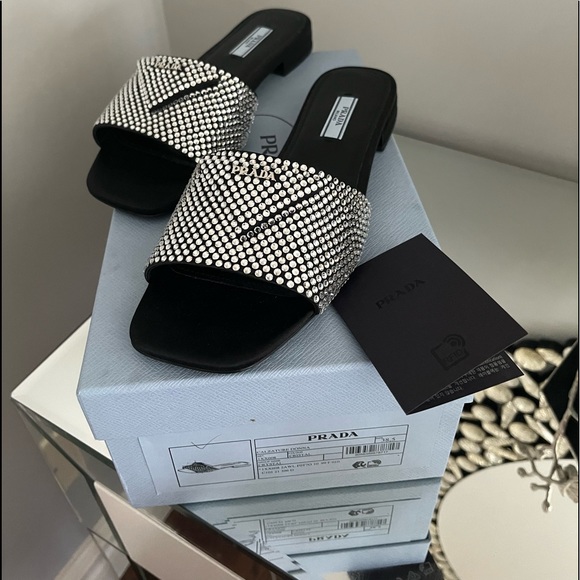 Prada Crystal Flats slides sandal - Picture 2 of 6